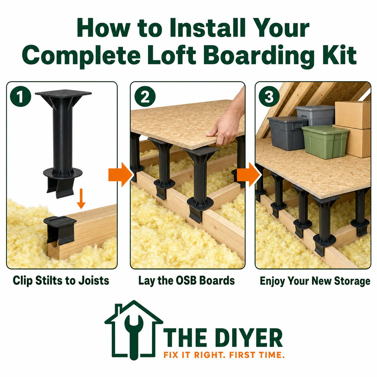 Complete Loft Boarding Kit — Stilts, Boards & Screws