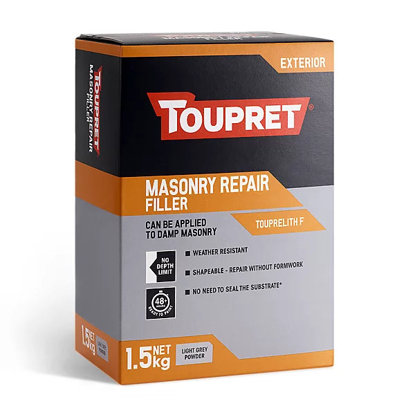 Toupret Touprelith F Exterior Masonry Repair Filler 1.5kg — Light Grey Powder